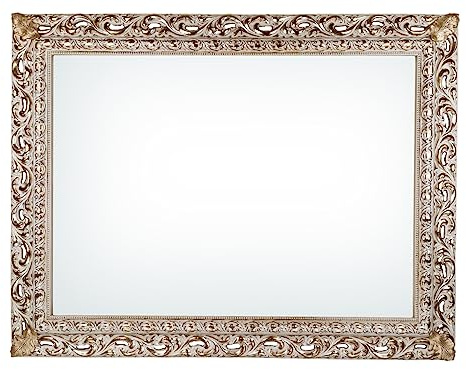 ITALIA CORNICI Maestri Artigiani Specchiera da Parete Traforata Oro Foglia 90x70 cm, Specchio Rettangolare Barocco con Cornice in Legno, Made in Italy, Appendibile Verticale o Orizzontale