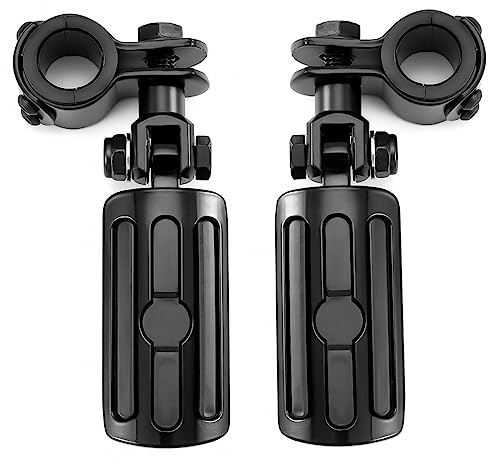 Bravema Repose-pieds d'autoroute pour moto de 2,5 cm à 3,8 cm avec protection moteur, repose-pieds pour Harley Honda Suzuki Yamaha (noir)