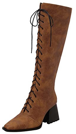Stivali camperos Donna Bianchi Stivali Cowboy Donna Bianchi Stivali Moto Donna 37 Stivali Donna Tacco Stivali di Gomma Espadrillas Donna Basse Sandali Donna Estivi con Tacco Marrone-D 41