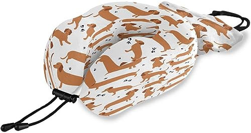 Reisekissen Cartoon Hunde Dackel, Memory Foam Nackenkissen Stützkissen,Weich Nackenstützkissen für Camping,Schlafrestkissen,Auto,Flugzeug