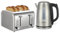 Hamilton Beach Kettle & Toaster Set, Rise, Electric Kettle, 1.7L, Toaster 4 Slice, Stainless Steel, Boil Dry Protection, Rapid Boil, 6 Browning Settings, Defrost, Reheat & Cancel, Brushed- HBKTBRUSH