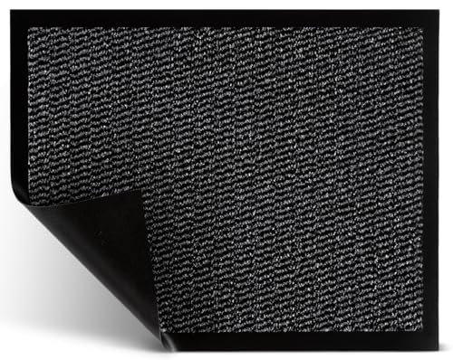 Jan Max Fußmatte, Hohe Saugfähigkeit, Sauberlaufmatte, Türmatte, rutschfest und Sicher, Einfache Reinigung, Qualität Schmutzfangmatte 60 x 90 cm in dunkel grau anthrazit schwarz