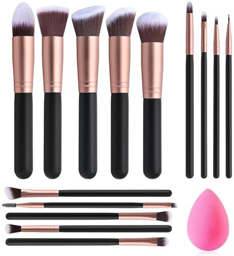 15 Pcs Makeup Brush Set, 14 Pcs Makeup Brushes, 1 Pcs Makeup Egg, Face Powder Concealers Eyeshadow Blush Brushes Make up Brushes Set, Make up Brushes, Gift for Ladies and Girls 