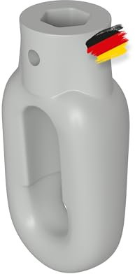 BAUHELD® Occhiello da tenda in plastica [Made in Germany] – Supporto per tenda da sole con gancio macellaio [ovale] – occhiello manovella in grigio chiaro – RAL7035 – foro 10 mm – foro trasversale 4