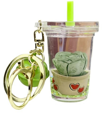 ZDHC Micro Landscape Cactus Liquid Keychain Creative Desert Plants Quicksand Keyring Car Keys Bags Pendant for Women Men