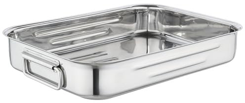 Edelstahl-Bräter mit Griffen, 35 x 25 x 6,5 cm, 4,4 L, ohne Deckel