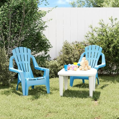Iiaky Kinder-Gartenstühle 2 STK. Blau 37x34x44 cm PP Holzoptik BalkonstüHle StüHle Stapelbar