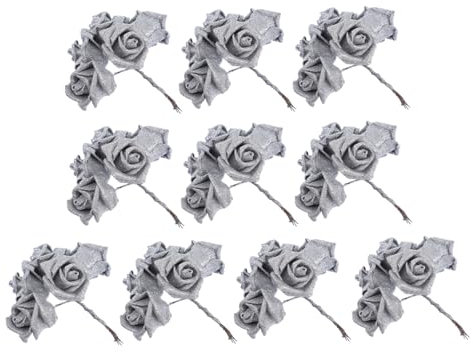 Levemolo 50stücke Künstliche Blumen Köpfe Für Hochzeitsdekoration Und Party Silberfarbene Pe Rosetten Simulierte Blumen Für Arrangements Und Fotodekoration