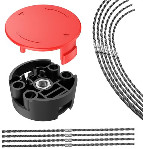 TRUSTLIONTEK F016F04839 Cabezal de recortador con 10 piezas de hilo F016800431 y cubierta para recortadora F016F04841, para desbrozadora Bosch AFS 23-37.