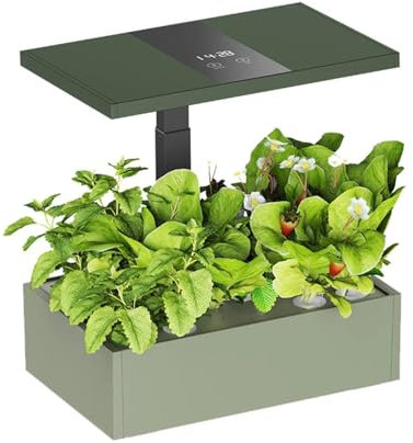 Spacetronik Smart Garden Indoor - Hydroponisches Anzuchtsystem mit Höhenverstellbares LED-Pflanzenlampe und Bewässerungssytem - 20 Hülsen, LCD-Display, 10L Wassertank