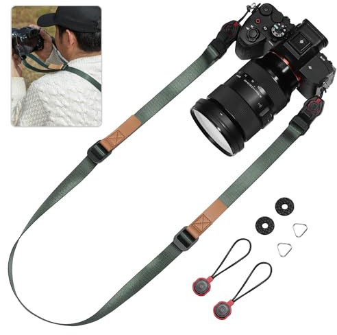 Yullmu Camera Strap Compatible for Peak Design Quick Release - Adjustable Length 198 lbs Load Capacity Quick Installation Durable 0.78 Inch Wide for DSLR Mirrorless & Travel Photography（Green）