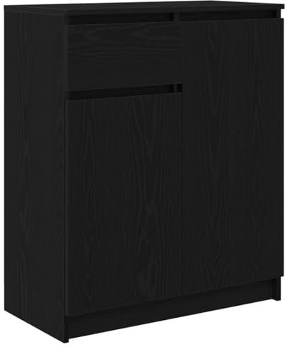 vidaXL Credenza con Cassetto Rovere Nero 71x35x84 cm Legno Multistrato, Mobile Contenitore, Mobile credenza, Armadio corridoio, Mobile Buffet