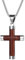 JewelryWe Holz Kreuz Halskette Herren: Silber Edelstahl Holzkreuz Anhänger Kette mit Kreuzanhänger Religiöse Christliche Tauf Amulett Schmuck Geschenk für Männer Jungen
