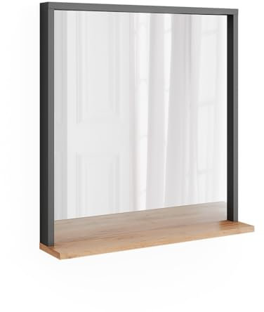 Vicco Wandspiegel Orlando, Anthrazit/Goldkraft Eiche, 57 x 60 cm mit Spiegel