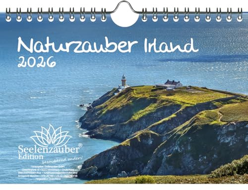 Naturzauber Irland DIN A5 Kalender für 2026 Natur Reise Land Urlaub - Inhalt: 1x Kalender 1x Weihnachtsanhänger 1x Grußanhänger (gesamt 3 Teile)