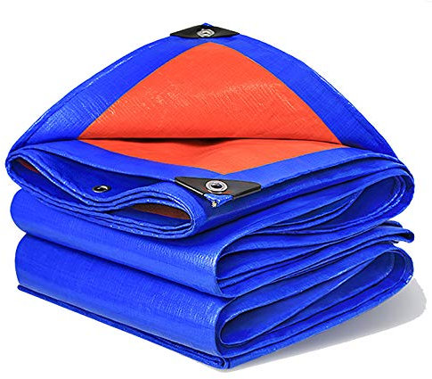 Bâche d'extérieur imperméable bleue 200 g/m² en plastique robuste avec œillets pour meubles, jardin, piscine, voiture, idéale pour la protection du bois et de la construction, 2 x 4 m