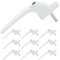 SHIELD HARDWARE uPVC Universal Window Handle Inline Locking Espag Double Glazing Pack of 10 White 30mm