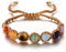 J.Fée 1Pc Chakra Armband mit 7 Edelsteine,Edelstein Armband,Einstellbare Armbänder,Heilende Energie Yoga Glücksarmband,Spirituelle Geschenke Glückbringen Talisman，Feiertagsgeschenke für die Familie
