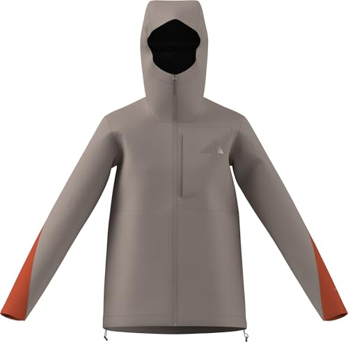 adidas Women's Terrex Multi 2.5 Layer CLIMAPROOF Rain Jacket, wonder taupe/semi impact orange, XS