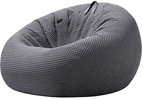 DTLEO Sitzsack Hülle Bezug aus Baumwolle Waffelpiqué Sitzsack (ohne Füllung) Abdeckung zum Organisieren von Plüschtieren oder Memory Foam Füllstoff,Grau,100x100cm