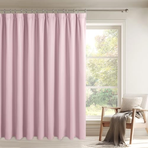 DWCN Blush Pink Wohnzimmer Vorhänge mit Kräuselband Raumteiler Vorhang | 1er Set 210x200cm(HxB) Raumtrenner Blickdicht Verdunklungsvorhänge Thermogardine Kälteschutz Breie Kinderzimmer Schlafzimmer