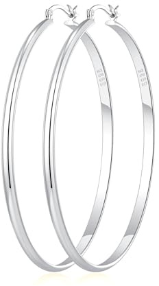 RANKEEF 3 mm Breit Creolen Silber 925 Groß Hypoallergen Vergoldet,Leichte Ohrringe Silber 925 Creolen Silber Ohrringe