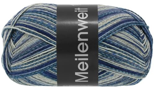 Lana Grossa MEILENWEIT 100 g Denim Mix zeitlose 4-fach Herren-Sockenwolle 420 m, Farbe:4662 - Mittel-/Maus-/Dunkelgrau