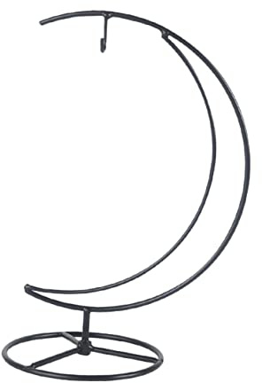 NOLITOY Decorative Rack Pendant Iron Half Moon Plant Stand Glass Ornament Holder for Living Office Decoration