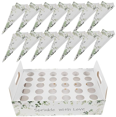 Hoodancos Scatola Portaconfetti in Carta Con 30 Fori Vassoio Porta Coni Di Coriandoli Per Feste E Matrimoni Coni Di Carta Per Petali Bouquet E Cerimonie Bianco