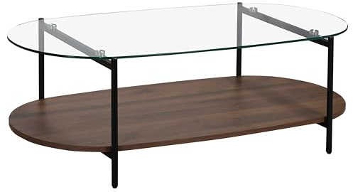 Table Basse Moderne Ovale L 120 cm en Verre Transparent