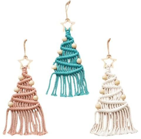 Fegtrtyoa Christmas Tree Lace Knitted Decoration DIY Christmas Tree Woven Decoration Bohemian Style Woven Ornaments B