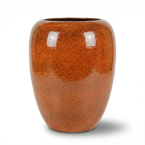 Provencelia Galilee Blumentopf Herbstorange, Größe: XXL - Durchmesser: 50 cm x Höhe: 60 cm, handgefertigt, Terrakotta Pflanzkübel im mediterranen Stil für Garten Terrasse Balkon