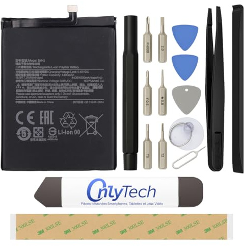 OnlyTech - Batteria di ricambio Premium per Xiaomi Redmi Note 8 Pro - 4500mAh - Qualità identica al modello BM4J con kit di riparazione 15 Strumenti