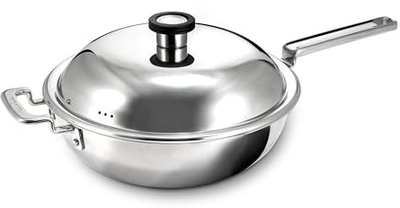 Robert Welch 316 Series Stainless-Steel Wok with Lid, 28cm, Uncoated