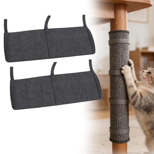 2 Stück Katzen Kratzbrett, 25×50cm Kratzschutz Sofa Katze, Katzenschutzmatte Möbel Schutz, Kratzmatte Sofa Sisal Kratzmatte für Sofa Möbel Tür Kratzschutz Tischbein Schwarz Sisal-Material