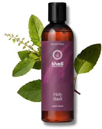 khadi Holy Basil Bodywash, pflegendes Duschgel mit Tulsi, 200 ml | Duschgel mit Tulsi, Limette & Eukalyptus; reinigt, pflegt, schützt & belebt, 100% zertifizierte Naturkosmetik