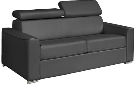 Vente-unique - Schlafsofa 3 Vizir - Leder - grau