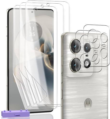 Zerrshoo 3+2 Protector Pantalla para Moto Edge 50 Pro, Instalación Fácil | Película Hidrogel Flexible, HD Claro, Protector Lente Cámara 9H Dureza, Huella Dactilar, Sin Burbujas, Antiarañazos