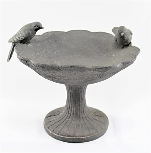 HH Home Hut Wildlife Bird Bath Feeder Stone slate Lead effect Finish Antique style