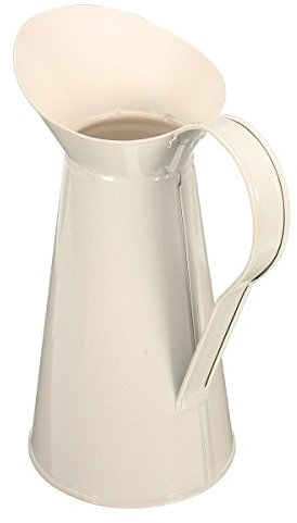 PANGUN Vaso Crema Chic Shabby Vintage Bianco Smalto Brocca Caraffa Pot Wedding Metallo Alto Decor