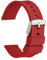 WOCCI 18mm Bracelet de Montre Silicone avec Boucle Argentée pour Femme et Homme (Rouge)