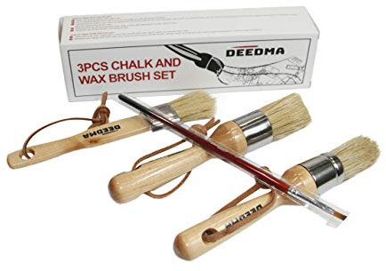 Chalk Paint Wax Brushes – Smooth, Effortless, and Detailed painting -Deedma All-natural Boar Bristle Brushes –No Streak 3 Piece Brush Set