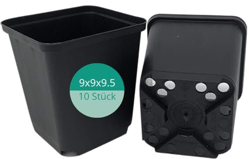 JASKER'S Pflanztöpfe | Ideal zum Umtopfen und Anzucht | Anzuchttöpfe in Gärtner Qualität | Vierecktöpfe aus Kunststoff (10, 9x9x9.5)