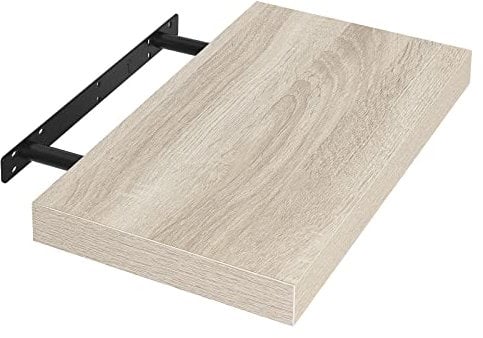 EUGAD Mensola a Muro, Scaffale Parete in Legno MDF, 25x22,9x3,8 cm, Quercia, Mensola Multiuso a Scomparsa Decorazione per Soggiorno, Camera da Letto, Salotto