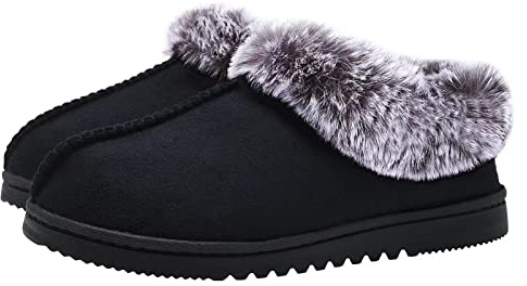 UBXRIN Womens Memory Foam Comfortable Slippers House Shoes Black US9-10