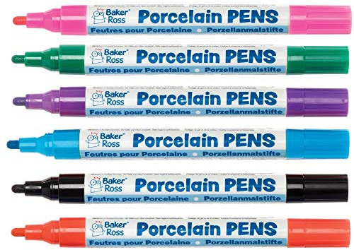 Baker Ross AT491 Porcelain Paint Markers - Pack of 6, Assorted Marker Set, Art And Craft Supplies, Pink