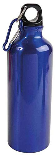 Borraccia in alluminio (500ml), con tappo in plastica e moschettone (blu)