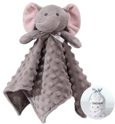 CREVENT Baby Schmusetuch,Plüsch Komfort Schnuffeltuch für Neugeborene,Weich & Waschbar Kuscheltuch Schlaftier für Babys und Kleinkinder,Spielzeug 0+ Monate (Grauer Elefant)