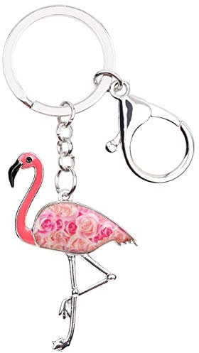 DUOWEI Cute Flamingo Geschenk Emaille Flamingo Schlüsselanhänger Vogel Schlüsselring für Damen Frauen Mädchen Handtasche Charms (Rosa)