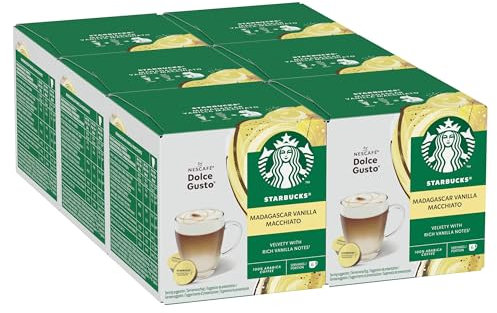 STARBUCKS Vanilla Macchiato by Nescafé Dolce Gusto, Capsules de Café 6 x 12 (72 Capsules)
